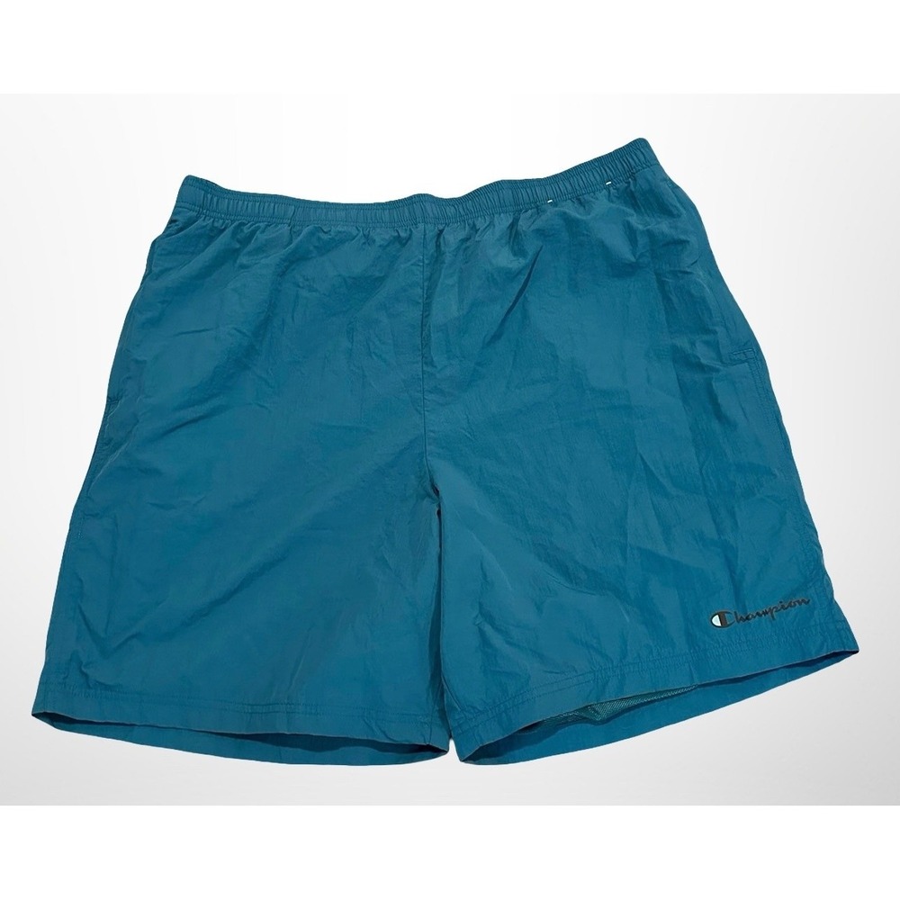 Champion Shorts Mens 2XL Blue Athletic Swim Trunks Nylon Mesh Lined Pockets